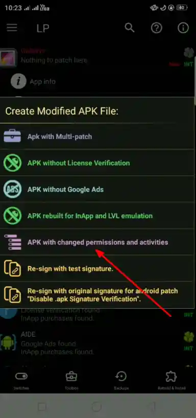 Manage App Permissions in Lucky Patcher
