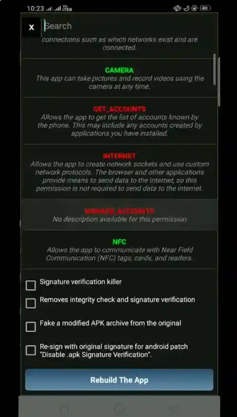 Active to Nonactive permissions in Lucky Patcher
Active to Nonactive permissions in Lucky Patcher